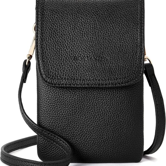 Sleek Vegan Leather Cell Phone Bag – Adjustable Strap Crossbody Purse for Women